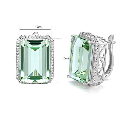 Luxurious and High-Grade Natural Green Crystal Earrings, Fashionable Design, S92
