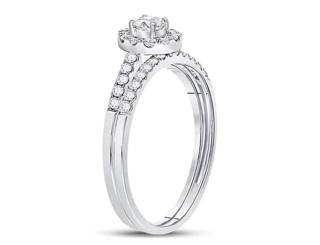 1/2 Carat (Ctw J-K, I2) Diamond Engagement Bridal Wedding Ring Set in 10K White