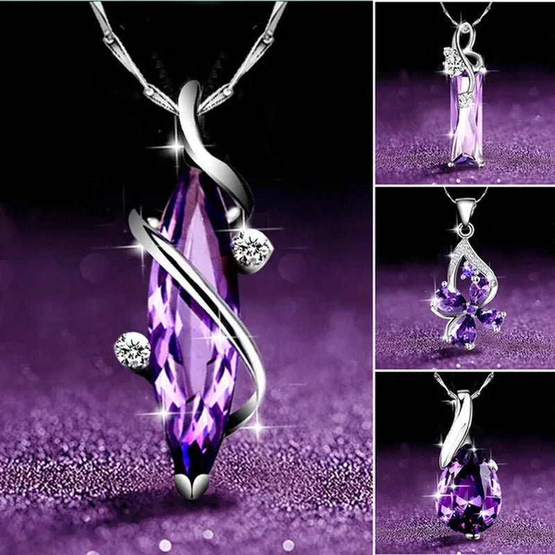 4 Styles High Quality New Arriving Women Charm Crystal Amethyst Diamond Pendant