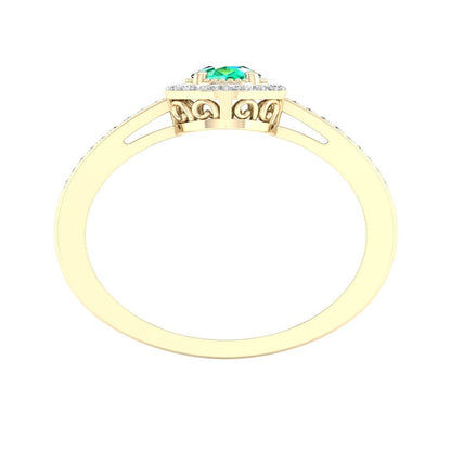 Imperial Gemstone 10K Yellow Gold Pear Emerald 1/8 CT TW Diamond Halo Women'S Ri