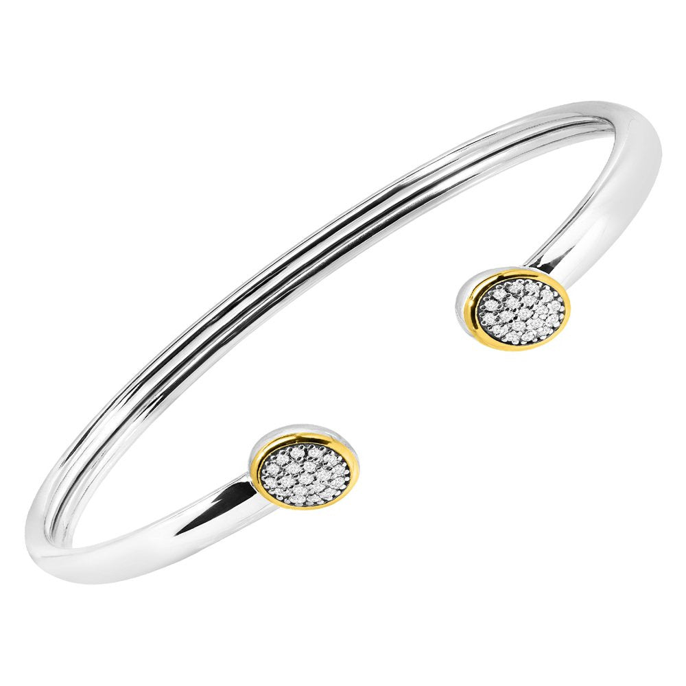 1/5 Ct Diamond Circle Cuff Bracelet in Sterling Silver & 14Kt Gold