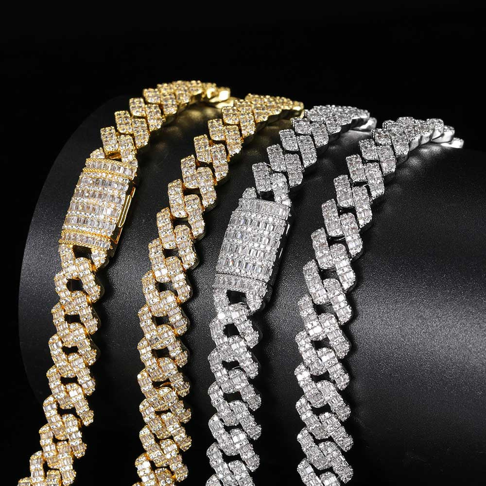 Hip Hop Square Circle Mixed Inlay 10Mm Diamond Cuban Necklace