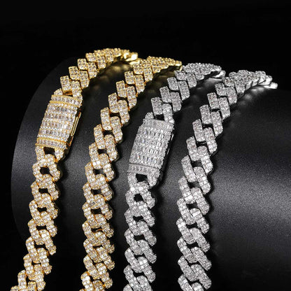 Hip Hop Square Circle Mixed Inlay 10Mm Diamond Cuban Necklace
