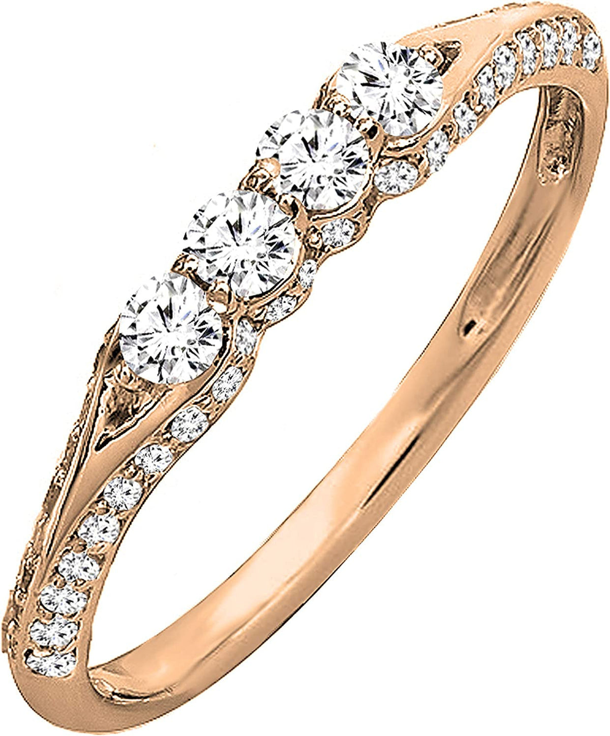 0.50 Carat (Ctw) round White Diamond Ladies Stackable Wedding Ring 1/2 CT, 14K G