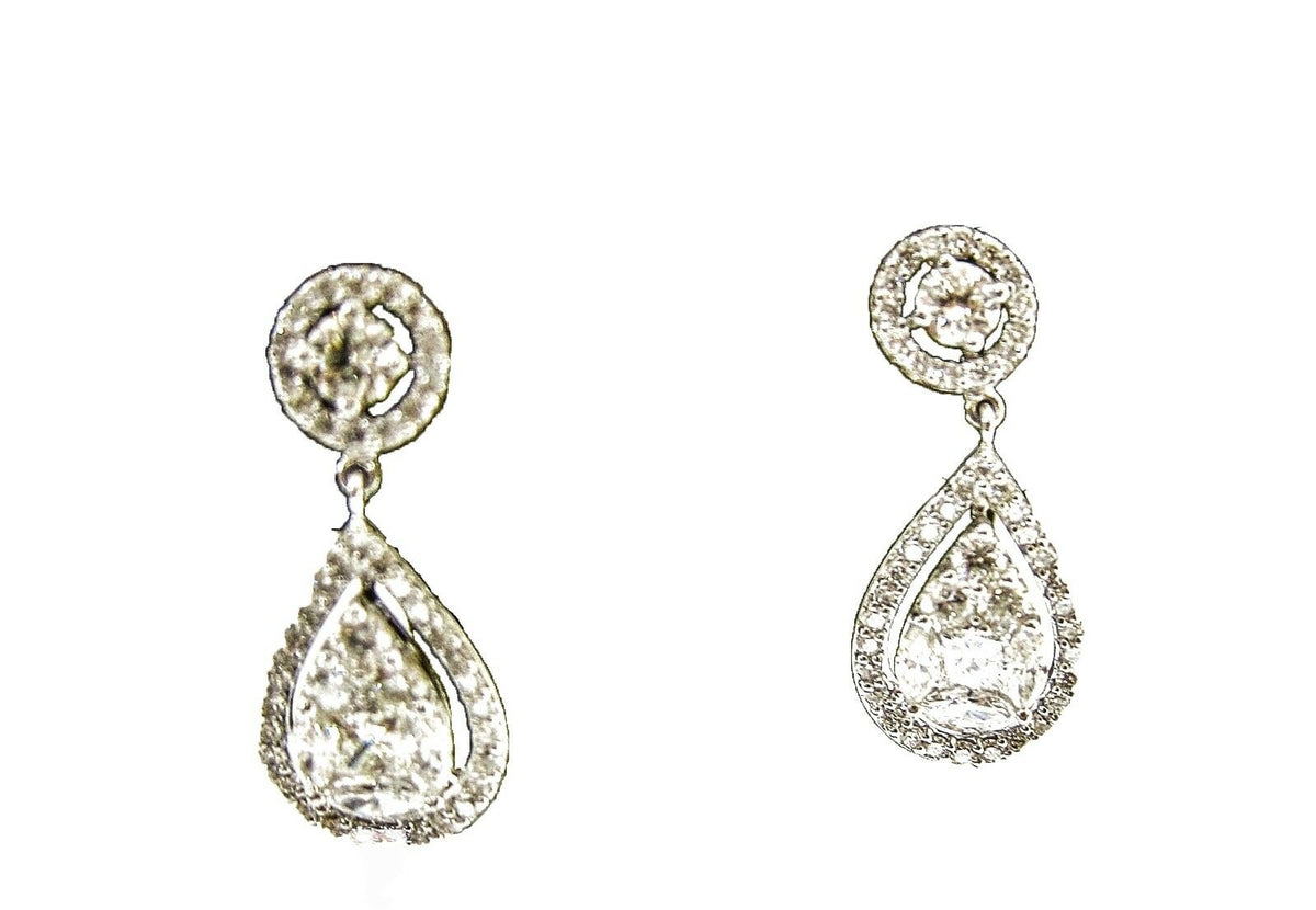 DIAMOND EARRING MARQUISE PRINCESS ROUND BRILLIANT SET CLUSTER EARRING