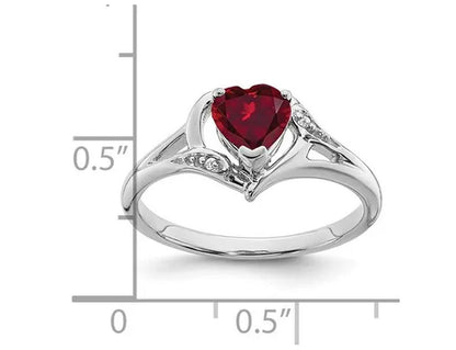 3/4 Carat (Ctw) Lab Created Heart Ruby Ring in 14K White Gold