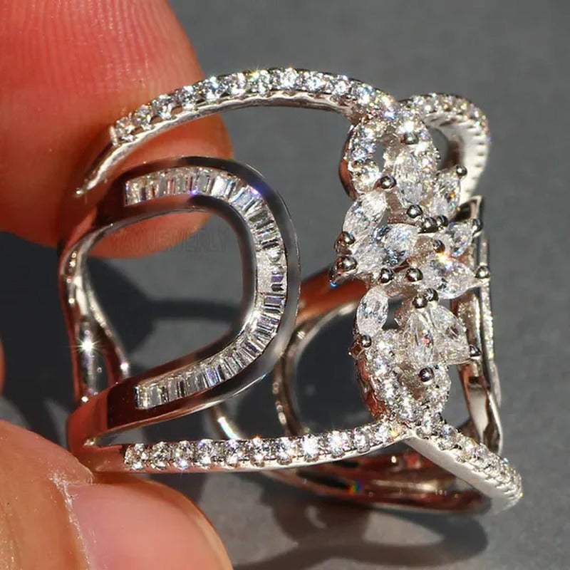 Luxury 925 Silver White Sapphire Rings Natural Gemstones Birthstone Engagement R