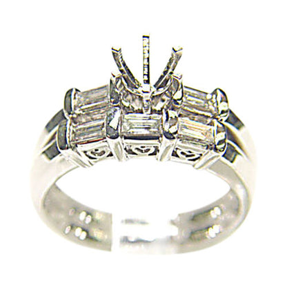 DIAMOND 5 STRAIGHT BAGUETTE SHAPE 2 PIECE SET 6 PRONG