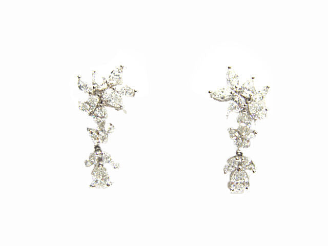 DIAMOND 8 PEAR SHAPE 16 MARQUISE SHAPE DIAMOND DANGLE 9.37 CT PLATINUM EARRING