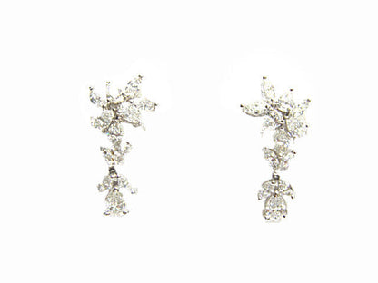 DIAMOND 8 PEAR SHAPE 16 MARQUISE SHAPE DIAMOND DANGLE 9.37 CT PLATINUM EARRING