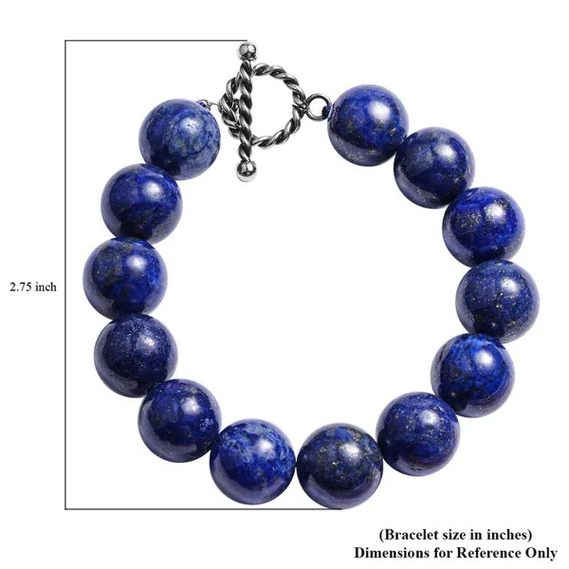 Shop LC Lapis Lazuli Beads Bracelet Stainless Steel Her Size 7" Ct 327