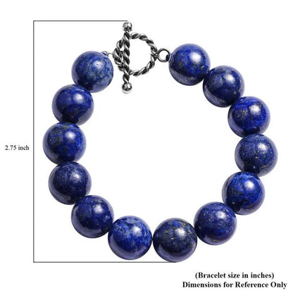 Shop LC Lapis Lazuli Beads Bracelet Stainless Steel Her Size 7" Ct 327
