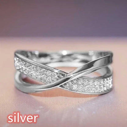 Newest Fresh Two Tone X Shape Cross Rose Gold Ring Fashion Wedding Engagement Di