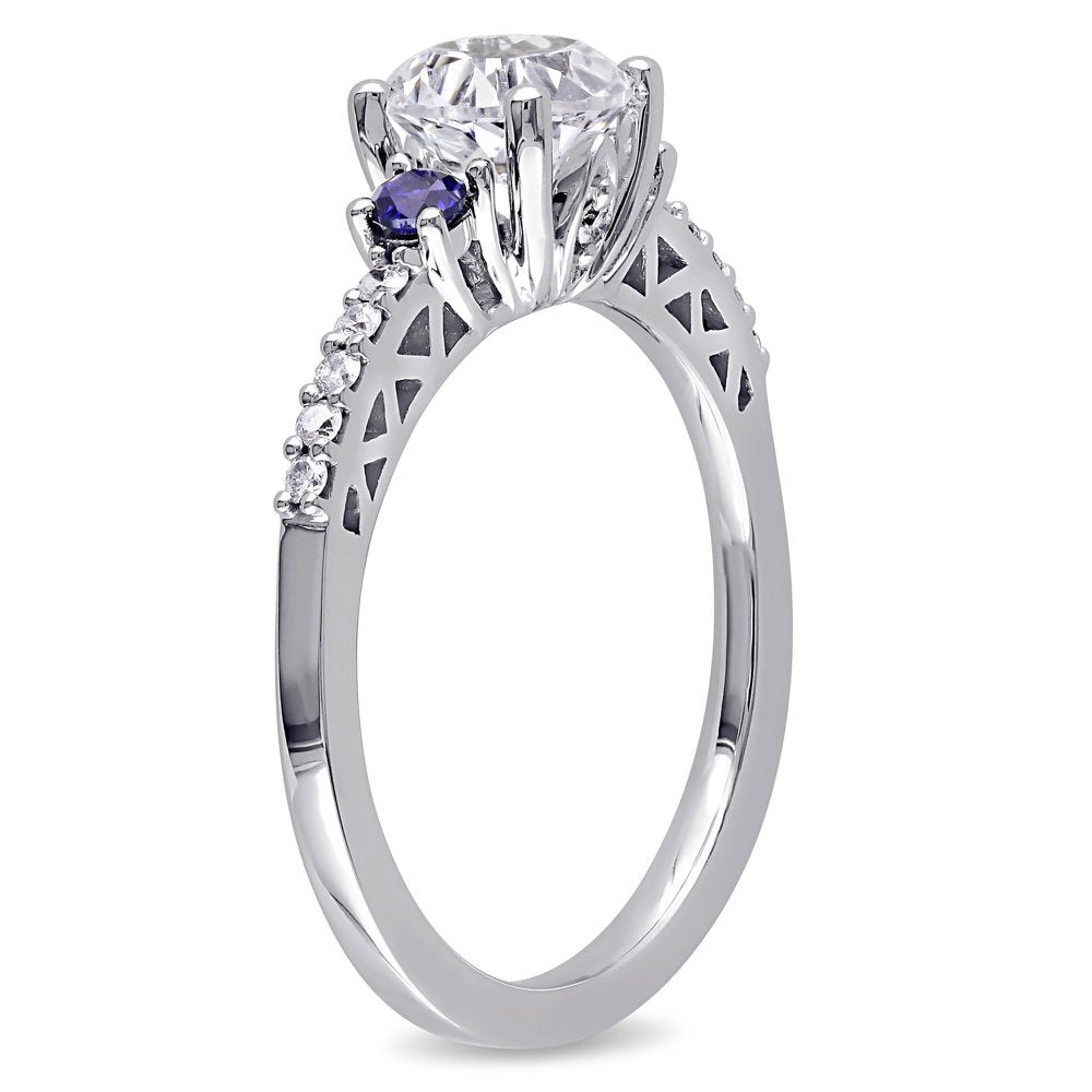 Miabella Women'S 1-3/5 Carat T.G.W. Created White Sapphire and Created Blue Sapp