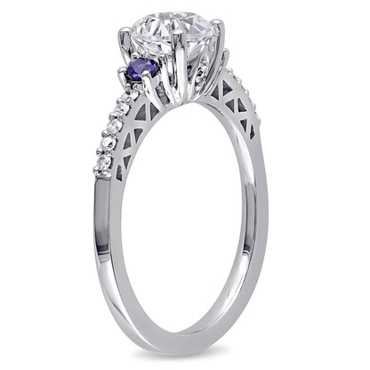 Miabella Women'S 1-3/5 Carat T.G.W. Created White Sapphire and Created Blue Sapp