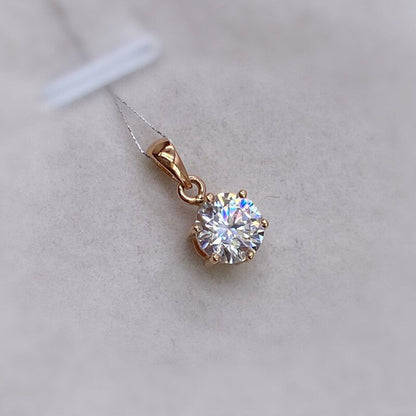 Real 18K White Gold Pendant 1CT Moissanite Necklace 6.5MM VVS Lab Diamond Rose