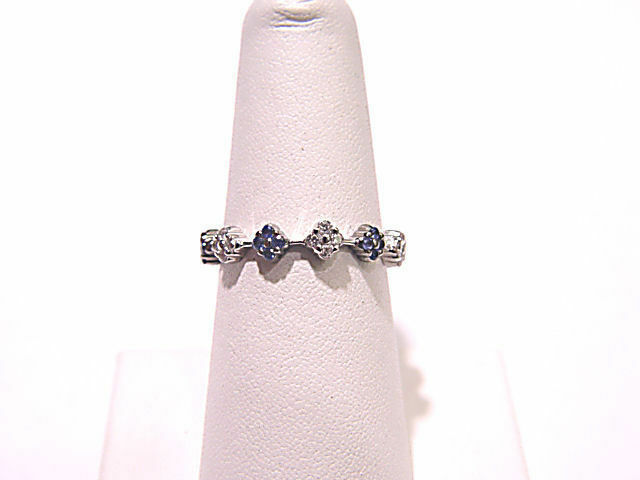 BLUE SAPPHIRE AND DIAMOND ETERNITY BAND ROUND CUT BAR SET