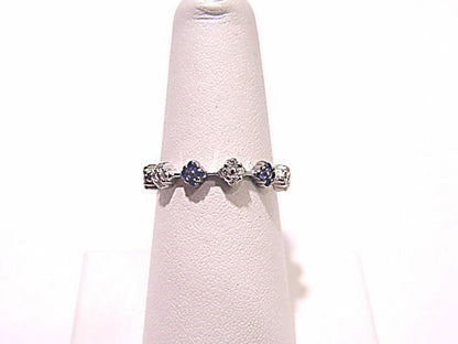 BLUE SAPPHIRE AND DIAMOND ETERNITY BAND ROUND CUT BAR SET