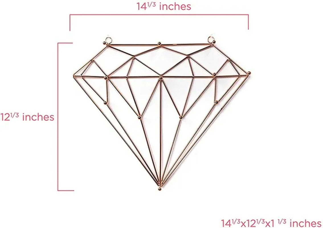 Diamond Rose Gold Jewelry Organizer for Necklaces, Bracelets, Earrings, Rings