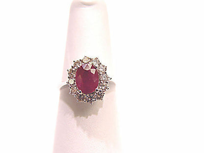 1.67 CT RUBY OVAL SHAPE AND .75 CT ROUND SHAPE DIAMOND RING RUBY DIAMOND RING