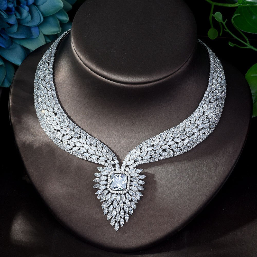 New White Color Fashion Top Quality Wedding Jewelry Sets AAA CZ Geometric Bridal