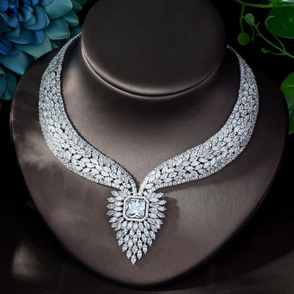 New White Color Fashion Top Quality Wedding Jewelry Sets AAA CZ Geometric Bridal