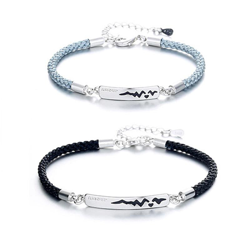 2 Pcs Alloy Couple Bracelets Bangles Adjustable Chain Wristband Temperature Chan