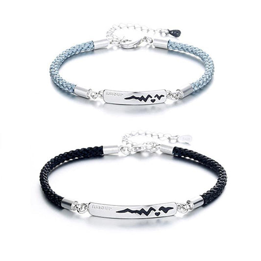 2 Pcs Alloy Couple Bracelets Bangles Adjustable Chain Wristband Temperature Chan
