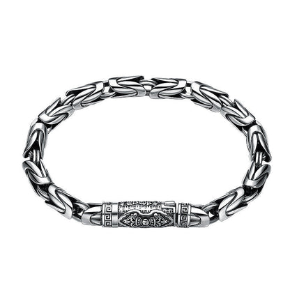 S925 Sterling Silver Bracelet Men'S Thick Diamond Pestle Thai Silver Retro Old P