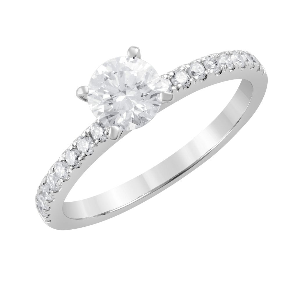 Unique Moments 1 Ct Lab Grown Diamond round Engagement Ring in 14K White Gold (G