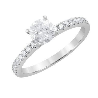 Unique Moments 1 Ct Lab Grown Diamond round Engagement Ring in 14K White Gold (G