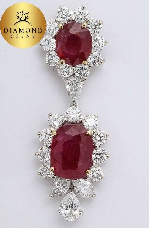 Ruby and Diamond Dangle Drop Earrings