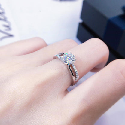 18K White Gold Women'S Ring Moissan Simulation Diamond