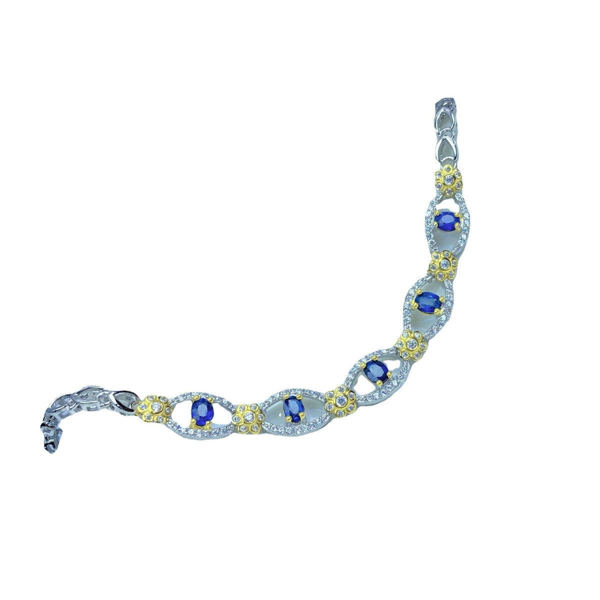 925 Silver Inlaid Natural Sapphire Women'S Bracelet Color Treasure Hand Accessor
