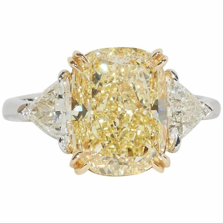 5 Carat Fancy Yellow Engagement Ring GIA Certified 5.02 CT