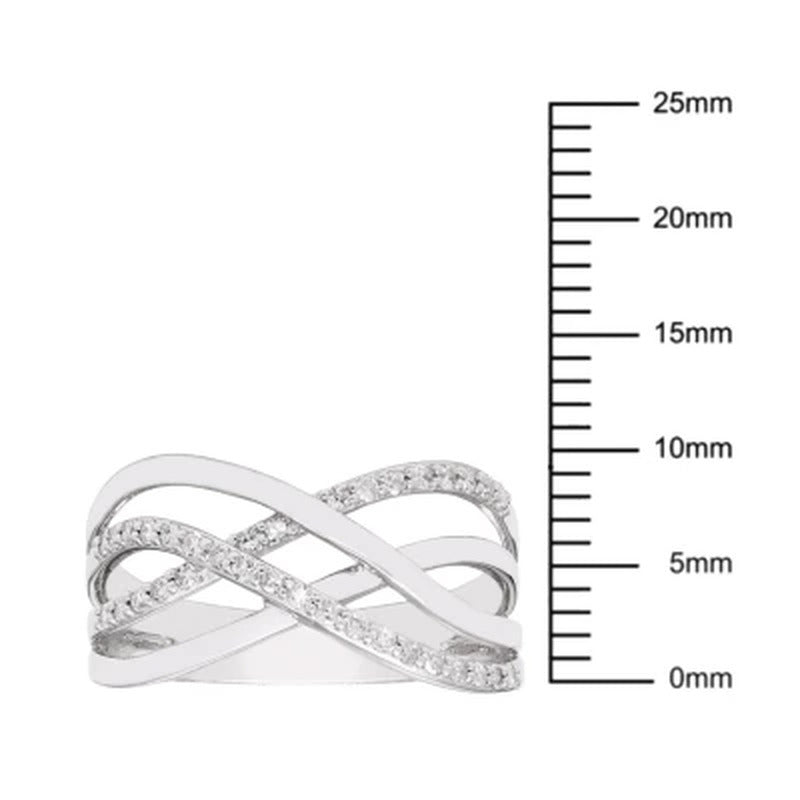 0.20 CT. T.W. Sterling Silver Diamond Overlap Band