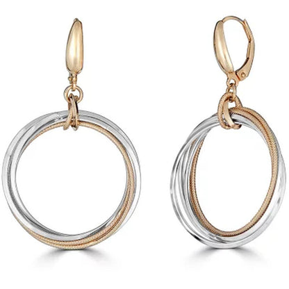 14K Two-Tone Textured Multi Circle Earrings