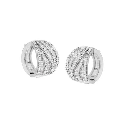 Women'S 1 Ct Diamond Wide Hoop Earrings in Sterling Silver