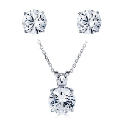14K Gold Lab Created White Sapphire Pendant and Earring Set
