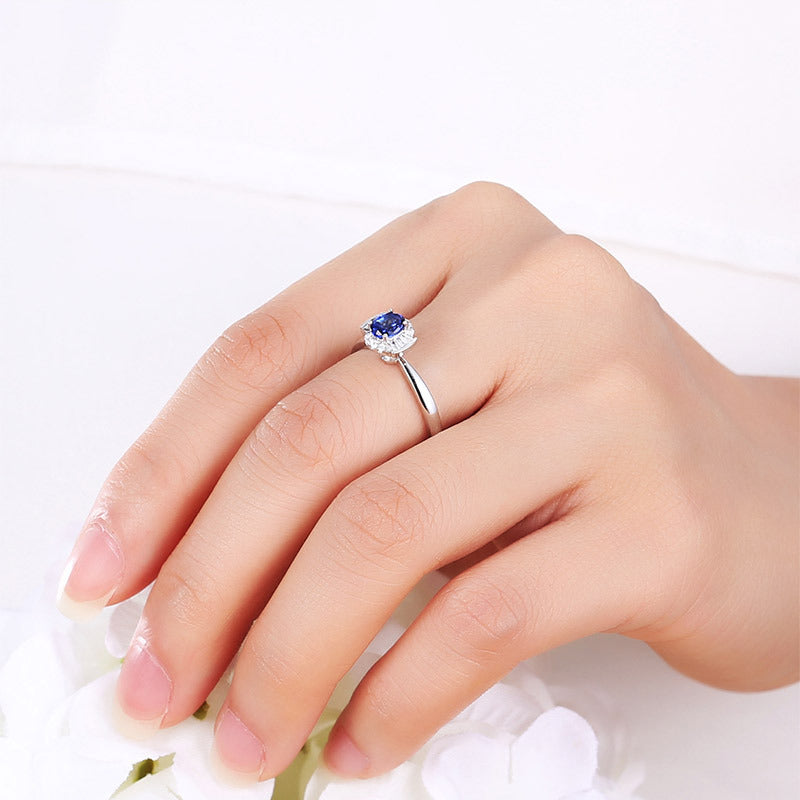 Jewelry 18K Gold Natural Sapphire Women'S Ring