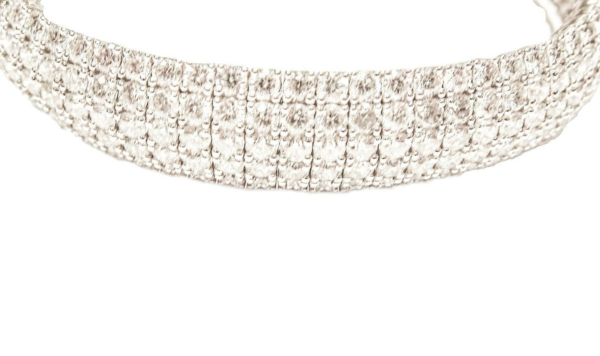 DIAMOND TOP SET CUFF BANGLE 5 ROW DIAMOND ROUND BRILLIANT BANGLE BRACELET