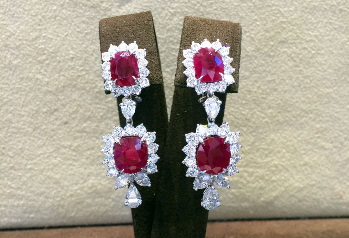 CERTIFIED NATURAL 4 CUSHION SHAPE RUBY SET DIAMOND 4 PEAR SHAPE 4 MARQUISE SHAPE