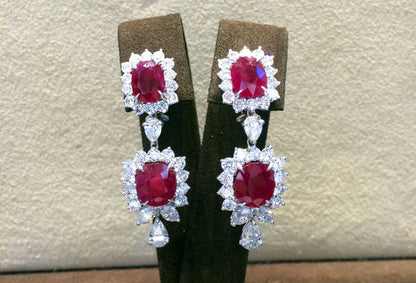 CERTIFIED NATURAL 4 CUSHION SHAPE RUBY SET DIAMOND 4 PEAR SHAPE 4 MARQUISE SHAPE