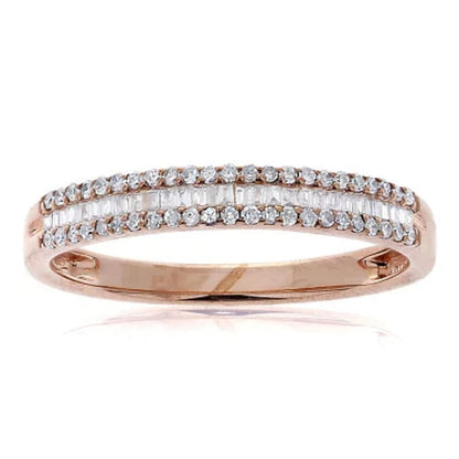 0.23 CT. T.W. Baguette and round Diamond Band in 14K Gold
