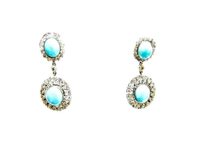 TURQUOISE AND DIAMOND ROUND BRILLIANT DANGLE DIAMOND