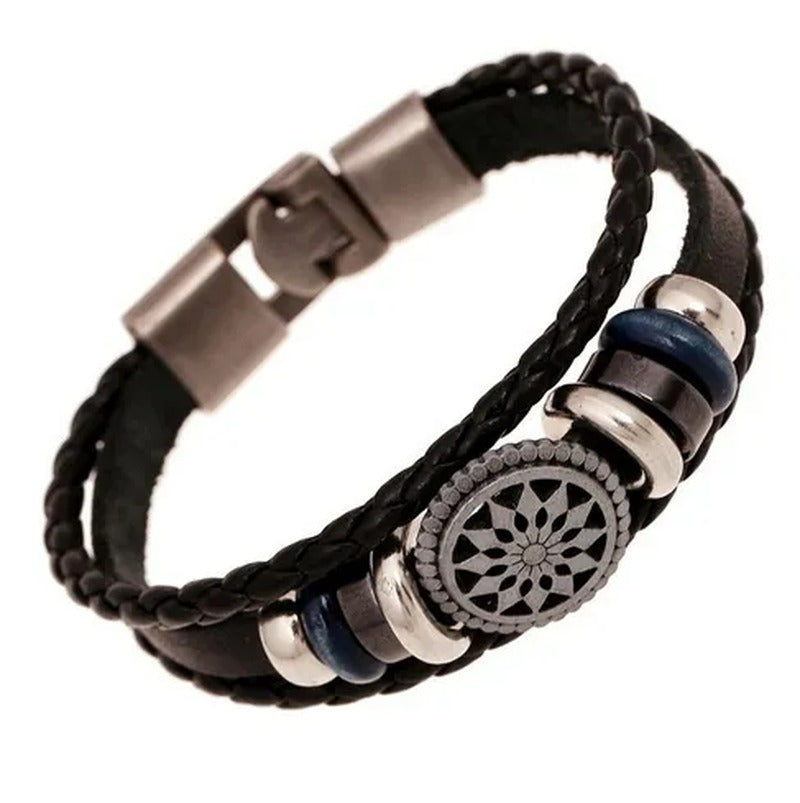 Men'S Bracelet Male Fashion Leather Cord South Korea Multilayer Personality to R