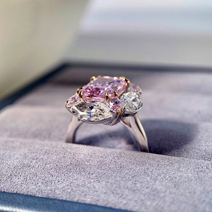 925 Sterling Silver Bubblegum 4 Carat Marquise Ring