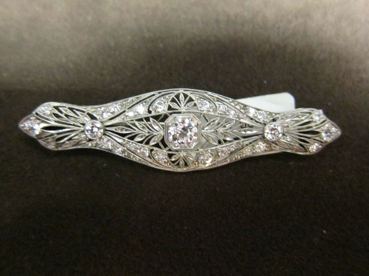 DIAMOND PIN ANTIQUE OLD EURO MINER SET BROOCH IN CTR ONLY APROX ONE CARAT CENTER