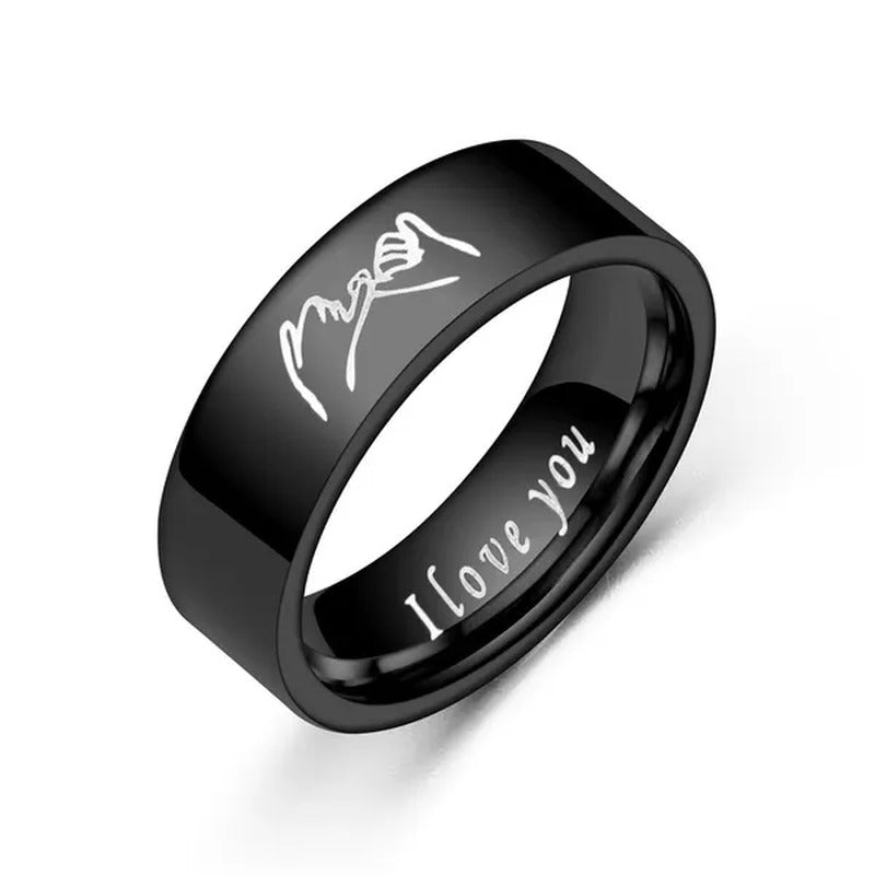 Couple Rings Personalized Engraved Promise Gesture Message I Love You High Polis