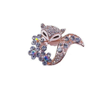 New Little Fox Brooch Crystal and Rhinestone Animal Brooches Coat Hat Accessorie